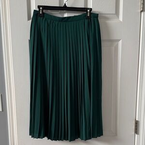 J. Crew Forest Green A-Line Pleated Skirt